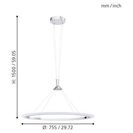 Eglo - Suspension filaire RGB à intensité variable HORNITOS-C LED/37W/230V + télécommande