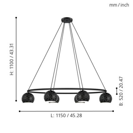 Eglo - Hanglamp aan koord 6xE14/40W/230V