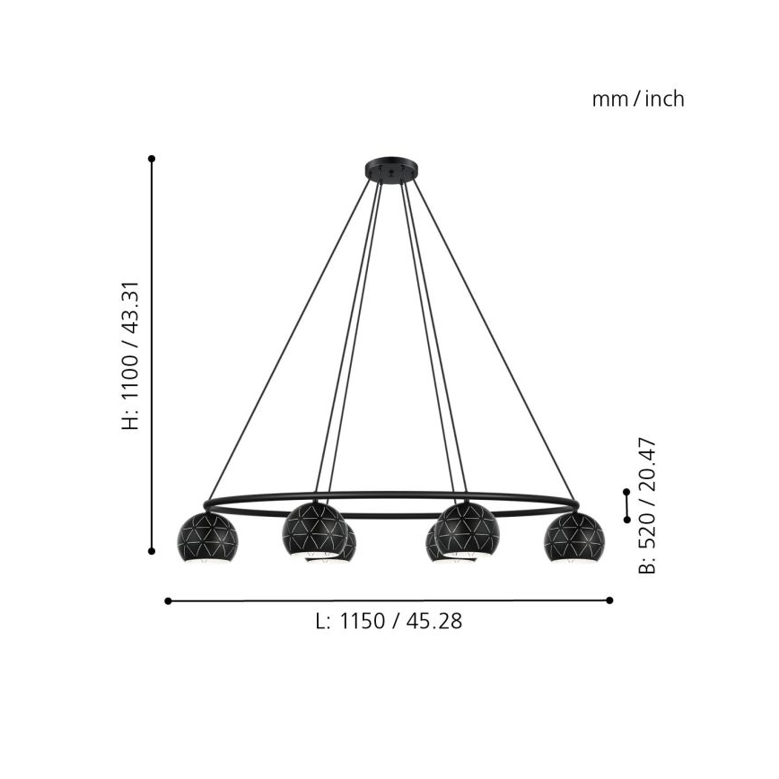 Eglo - Hanglamp aan koord 6xE14/40W/230V