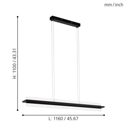 Eglo 98495 - Dimbare LED Hanglamp aan een koord SPADAFORA LED/15W/230V