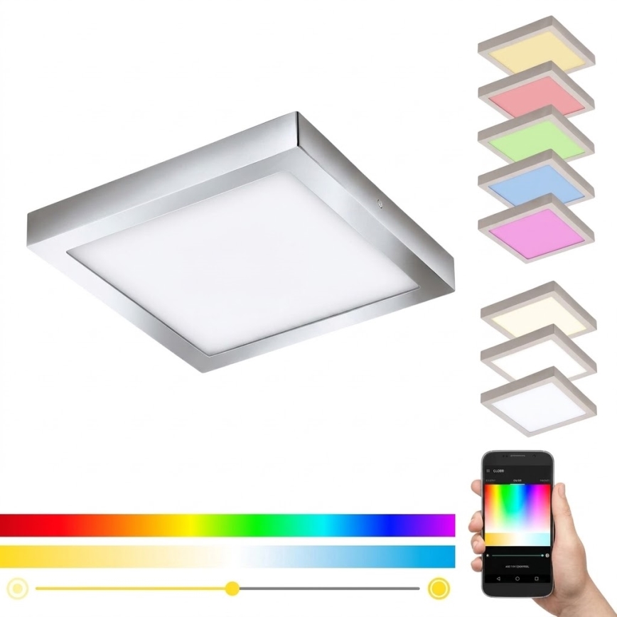 Eglo - Plafonnier LED RGBW dimmable FUEVA-C LED/21W/230V Bluetooth IP44 30x30 cm