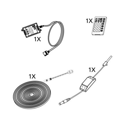 Eglo - Ruban LED RGB  à intensité variable LED/9,7W/230V/24V + télécommande 2 m