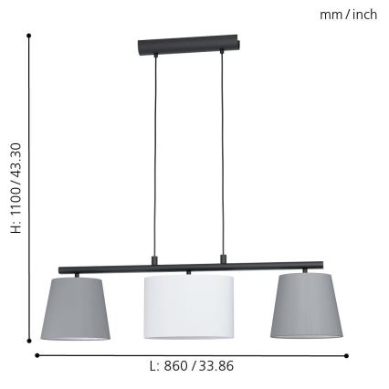 Eglo - Hanglamp aan koord 3xE14/25W/230V