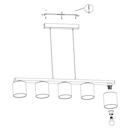 Eglo - Suspension avec fil 5xE27/28W/230V