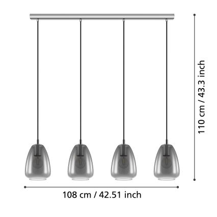 Eglo - Hanglamp aan koord 4xE27/40W/230V