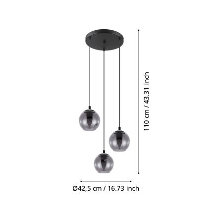 Eglo 98653 - Hanglamp aan koord ARISCANI 3xE27/40W/230V