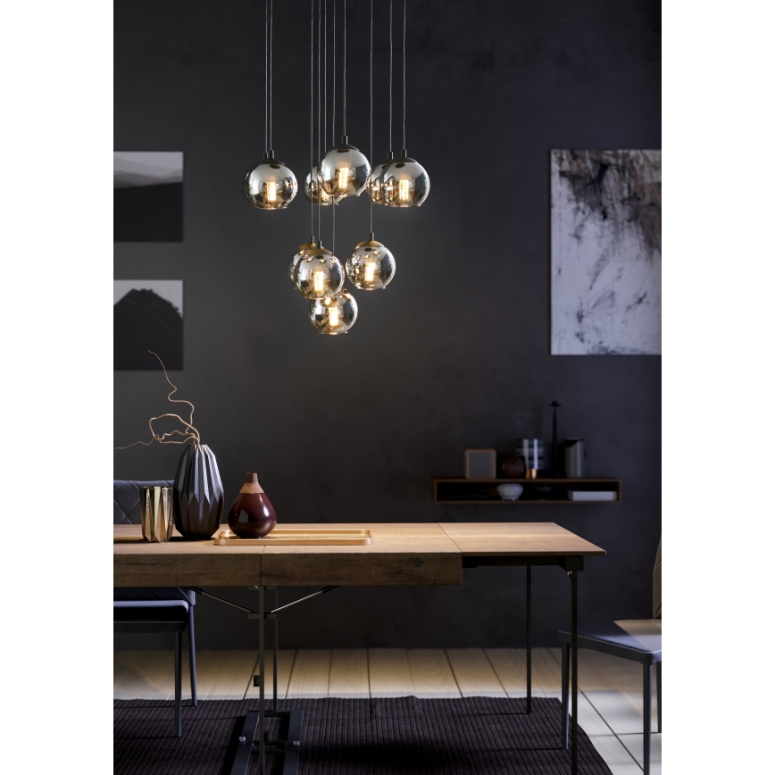 Eglo - Hanglamp met kabel 10xE27/40W/230V zwart/glanzend chroom