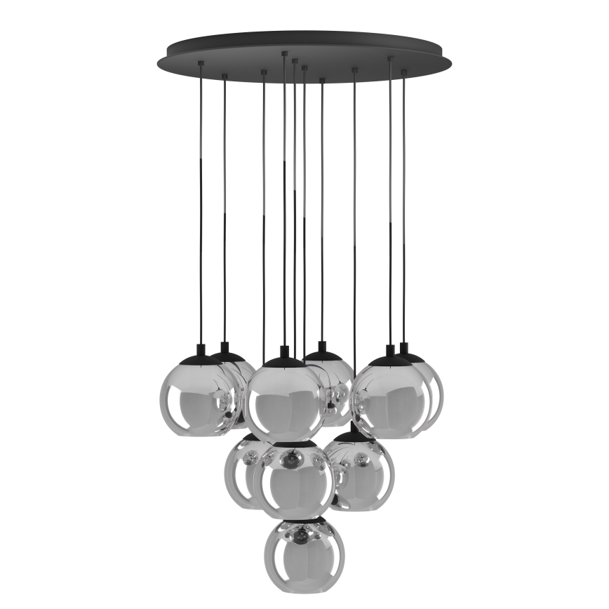 Eglo - Suspension sur câble 10xE27/40W/230V noir/chrome brillant