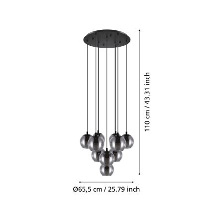 Eglo - Suspension sur câble 10xE27/40W/230V noir/chrome brillant