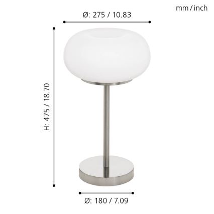 Eglo - Lampe de table LED RGB à intensité variable OPTICA-C LED/16W/230V d. 27,5 cm