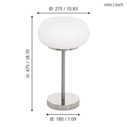 Eglo - Lampe de table LED RGB à intensité variable OPTICA-C LED/16W/230V