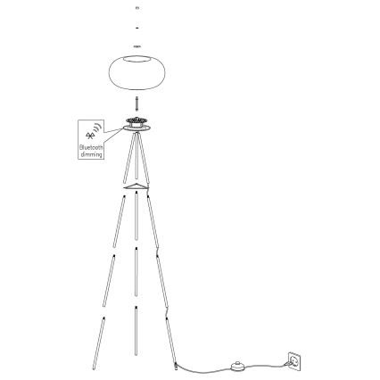 Eglo - LED RGB dimbare vloerlamp OPTICA-C LED/17W/230V diameter 56 cm