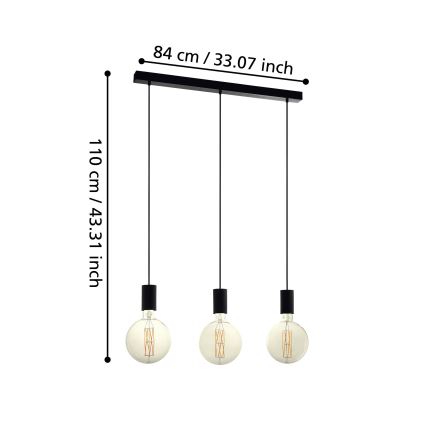 Eglo - Suspension avec fil 3xE27/40W/230V