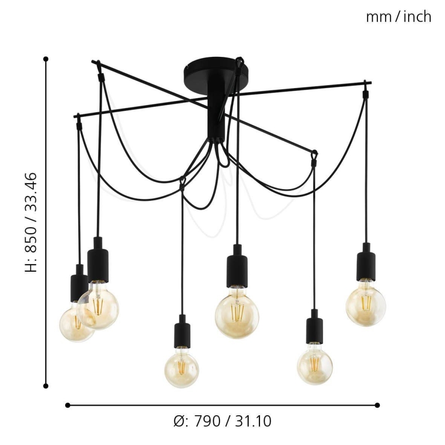 Eglo - Suspension filaire 6xE27/60W/230V araignée