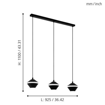 Eglo - Suspension LED avec fil 3xGU10/5W/230V