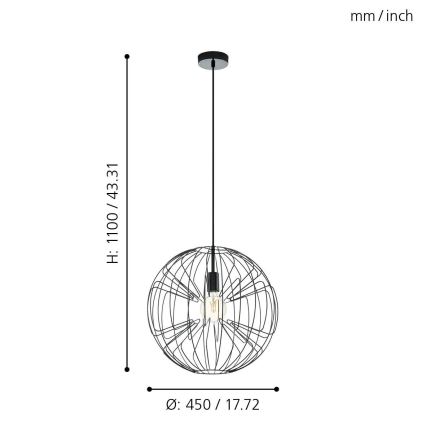 Eglo - Suspension avec fil 1xE27/60W/230V