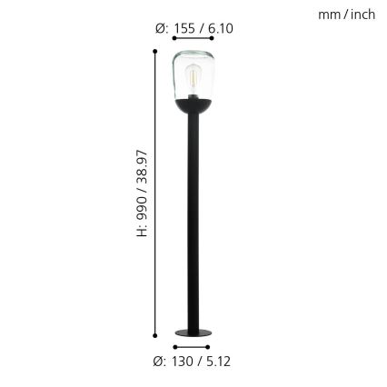 Eglo - Lampadaire extérieur 1xE27/60W/230V IP44