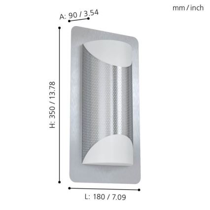Eglo 98716 - Applique murale extérieure CISTIERNA 1 2xE27/10W/230V IP44