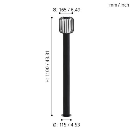 Eglo - Lampadaire extérieur 1xE27/28W/230V IP44