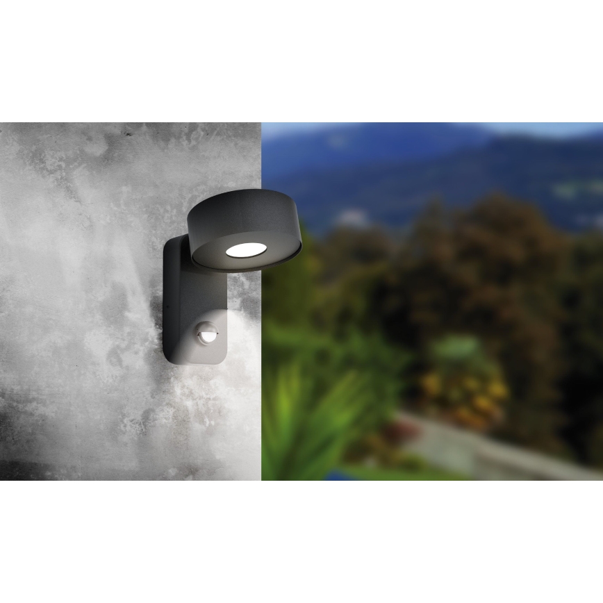 Eglo - Applique murale d'extérieur LED avec détecteur LED/6W/230V IP44