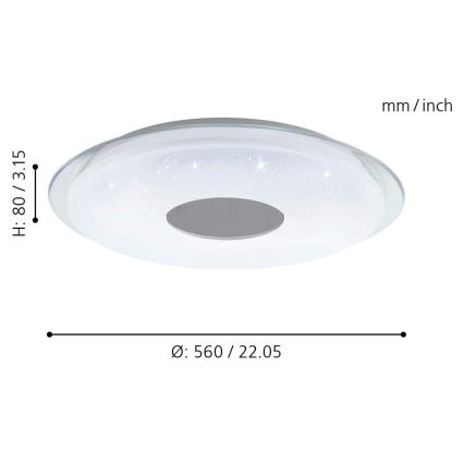 Eglo - Plafonnier à intensité variable LED RGB LANCIANO-C LED/38W/230V + télécommande