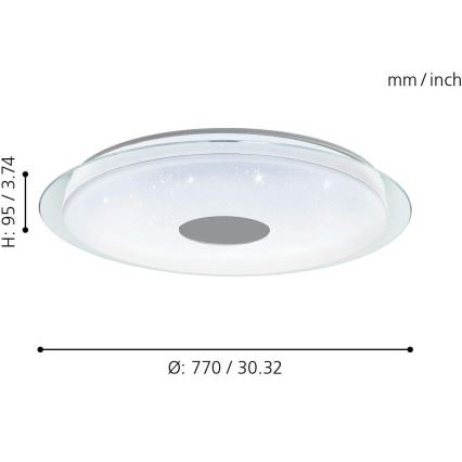 Eglo - LED RGB Plafondlamp dimbaar LANCIANO-C LED/53W/230V + AB