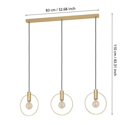 Eglo - Suspension filaire 3xE27/40W/230V