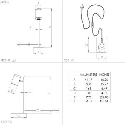 Eglo - LED Lampe de table 1xGU10/4,5W/230V noir