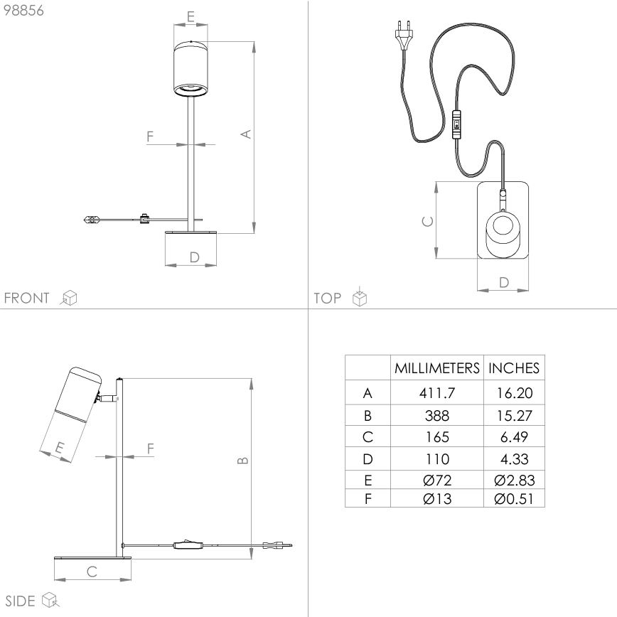 Eglo - Lampe de table LED 1xGU10/4,5W/230V blanche