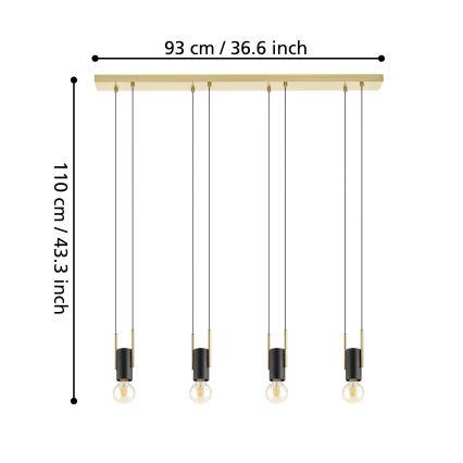 Eglo - Suspension filaire 4xE27/40W/230V