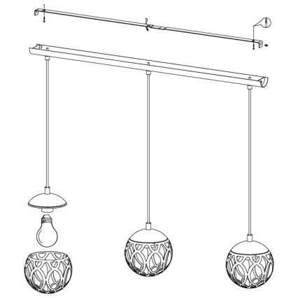 Eglo - Suspension avec fil 3xE27/60W/230V