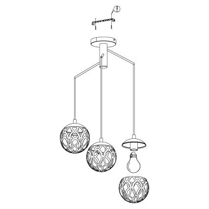 Eglo - Suspension avec fil 3xE27/60W/230V