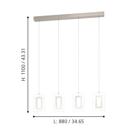 Eglo 99107 - ENALURI LED-hanglamp aan een kabel, 4xLED/5,4W/230V
