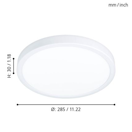 Eglo - LED Plafonnier pour salle de bains LED/20W/230V IP44 Ø 28,5 cm