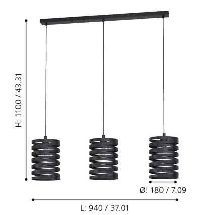 Eglo - Hanglamp aan koord 3xE27/40W/230V