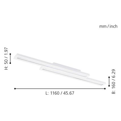Eglo - LED RGB Dimbare plafondlamp SALITERAS-C 2xLED/10W/230V