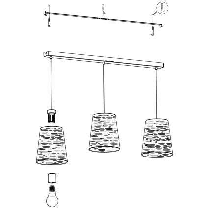 Eglo - Hanglamp aan een koord 3xE27/40W/230V