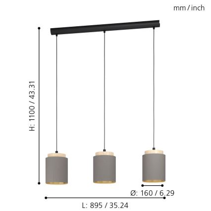 Eglo - Hanglamp aan koord 3xE27/40W/230V