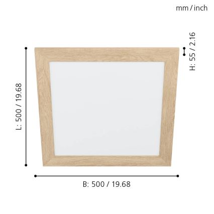 Eglo 99471 - LED plafondlamp PIGLIONASSO LED/20W/230V 500x500 mm