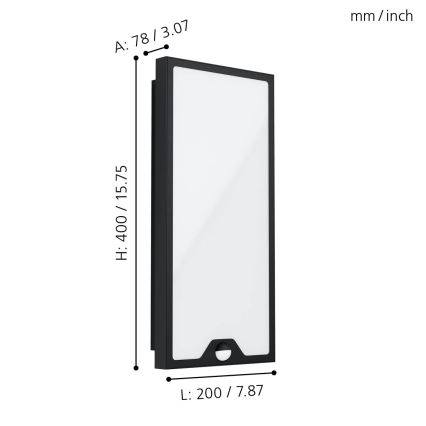 Eglo 99521 - LED Lamp voor Buiten met Sensor CASAZZA LED/16W/230V IP44