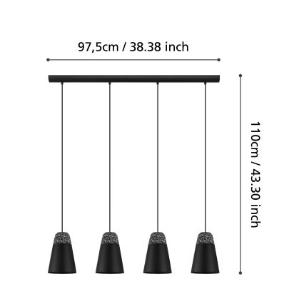 Eglo - Suspension filaire 4xE27/40W/230V