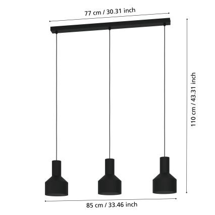 Eglo - Suspension filaire 3xE27/40W/230V