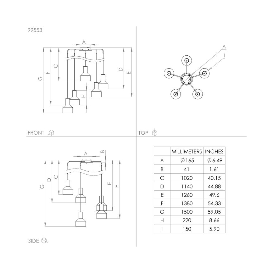 Eglo - Suspension filaire 5xE27/40W/230V
