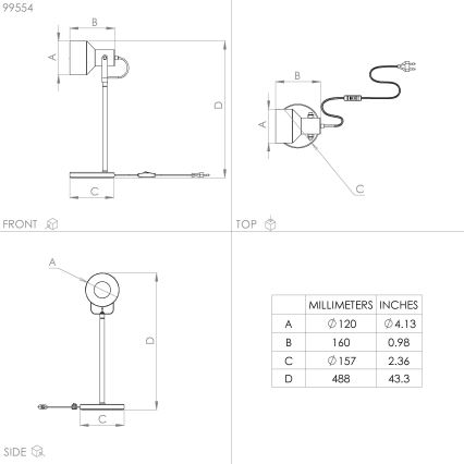 Eglo - Tafel Lamp 1xE27/28W/230V