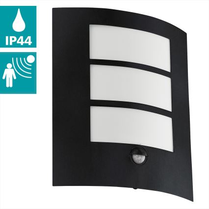 Eglo - Wandlamp voor Buiten met Sensor CITY 1xE27/40W/230V IP44