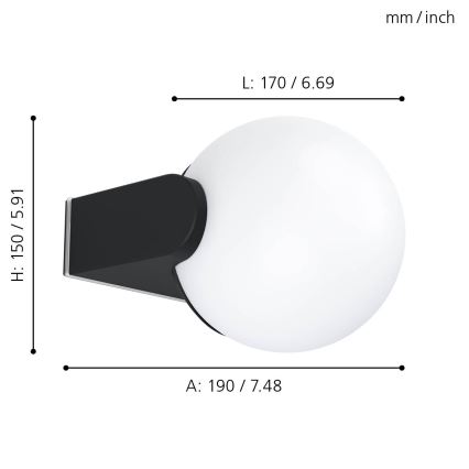 Eglo  - Applique murale extérieur 1xE27/15W/230V IP44