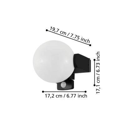 Eglo 99573 - Applique murale extérieure avec détecteur RUBIO 1xE27/15W/230V IP44