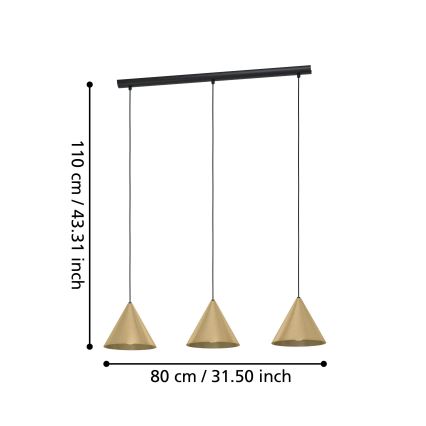 Eglo - Suspension filaire 3xE27/40W/230V