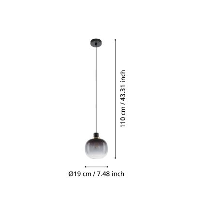 Eglo - Hanglamp aan een koord 1xE27/40W/230V grijs