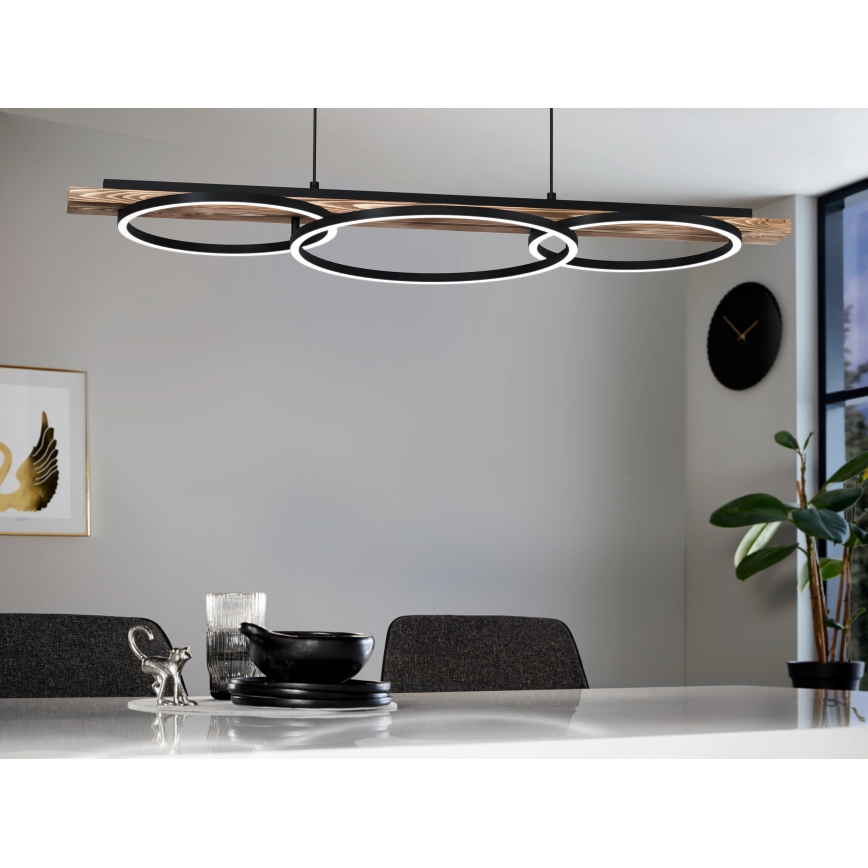 Eglo - Suspension LED dimmable sur câble 2xLED/12,5W/230V+LED/15,5W 3000K marron/noir